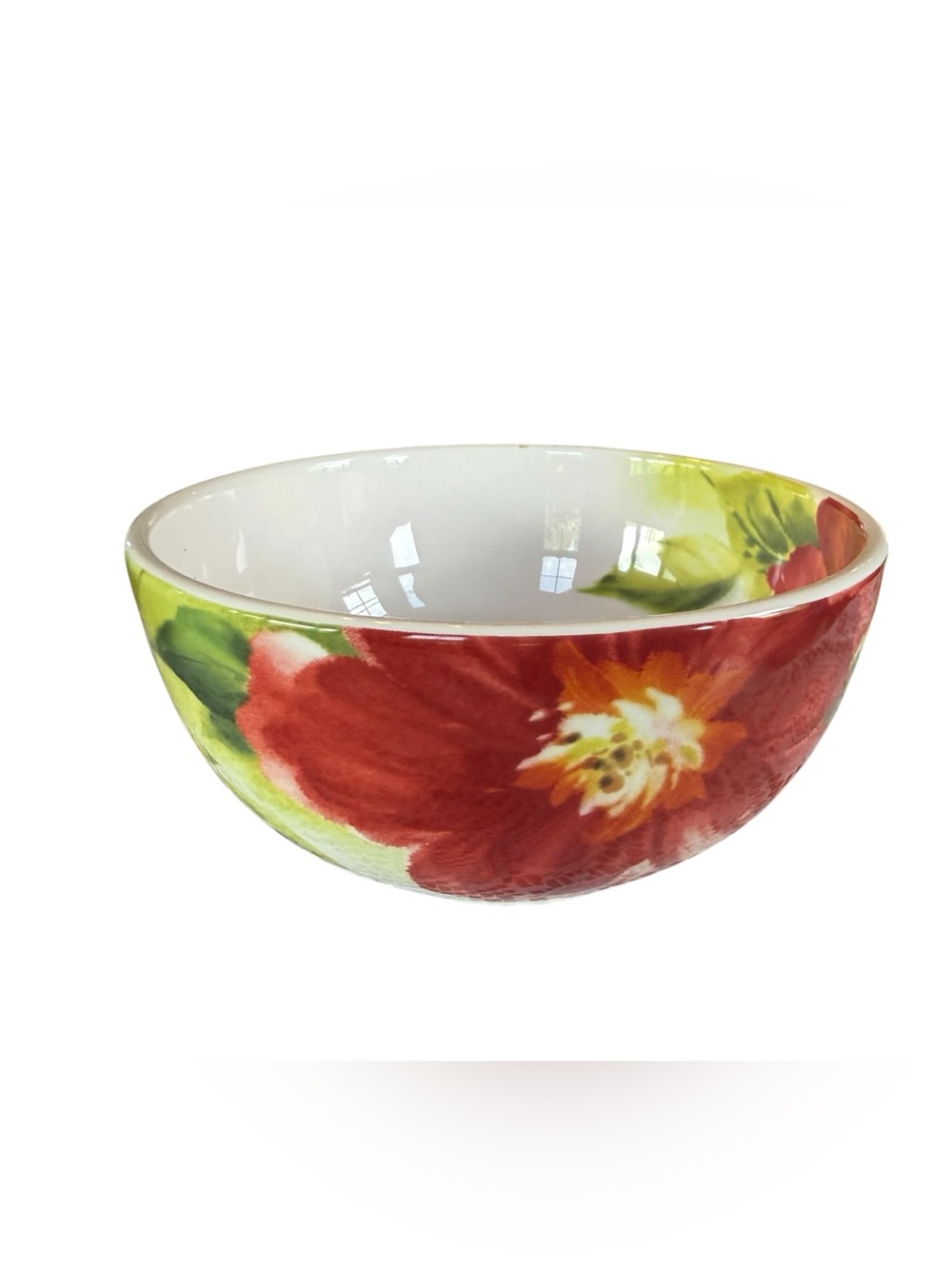Pier 1 Imports Amelia Floral Stoneware Bowl Red Flower Soup Cereal Serving Dish